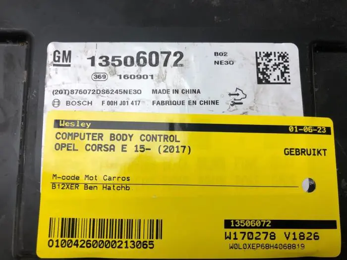 Steuergerät Body Control Opel Corsa E 15-